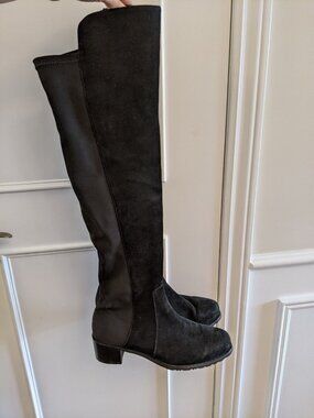 Stuart Weitzman women's over the knee suede boots 5050 in black in size 39